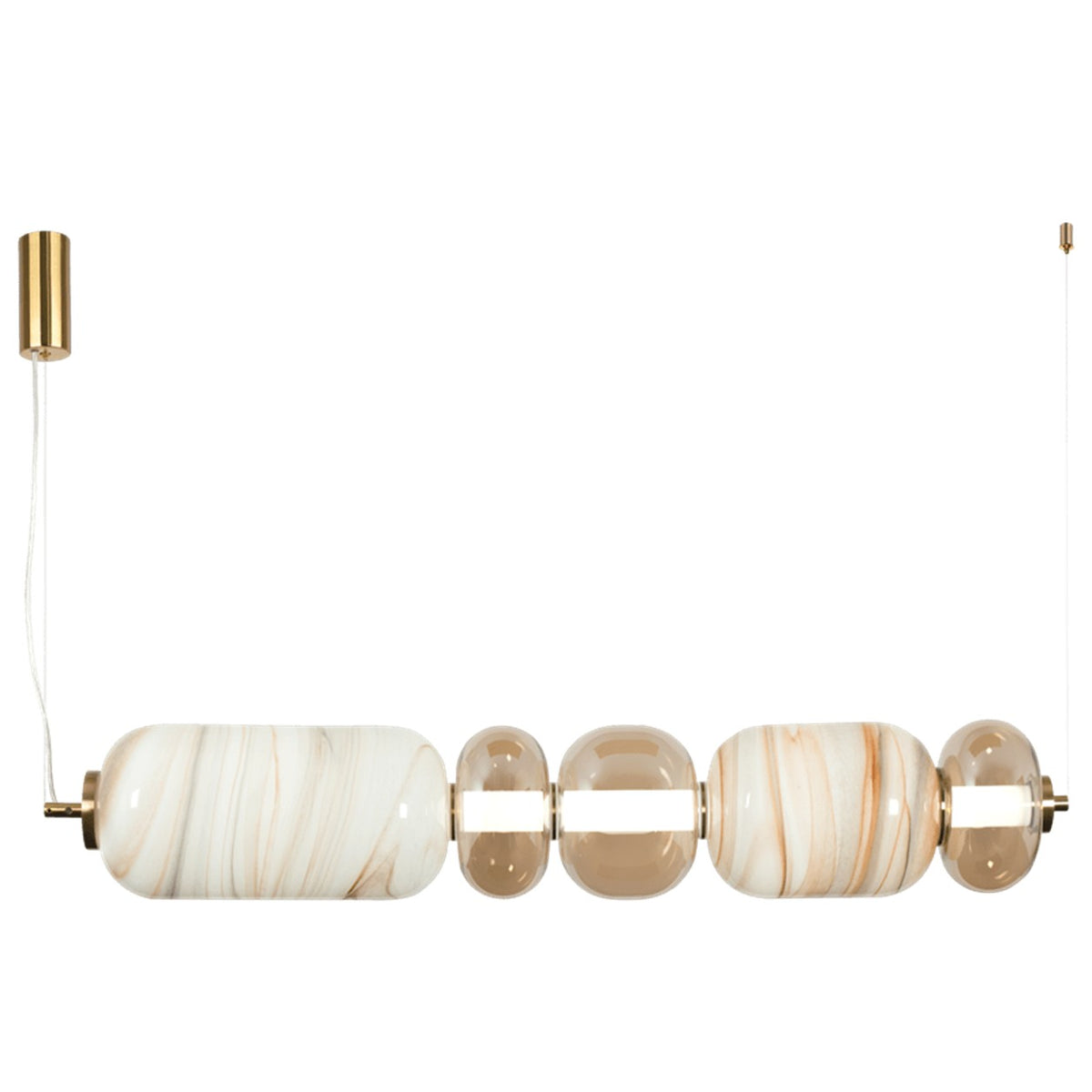 Bronze marbled-glass LED pendant light - white background, 1254 x 1254