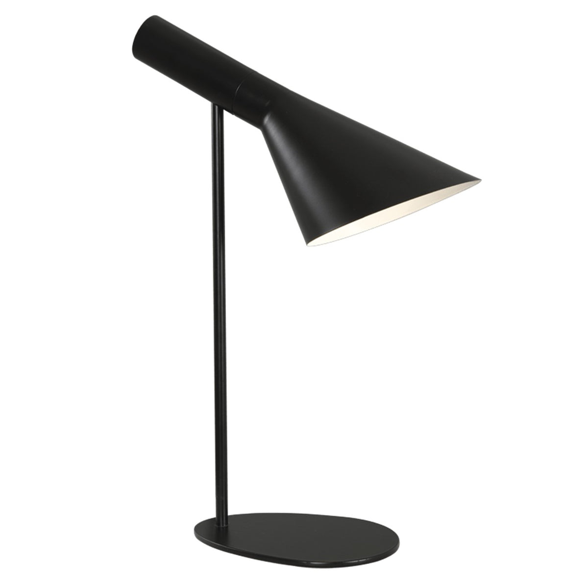 Black metal table lamp with adjustable head - white background, 1254 x 1254