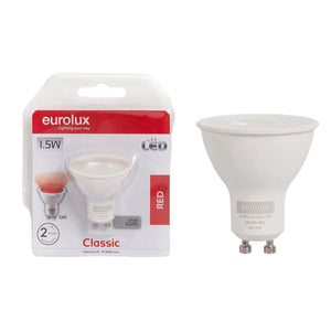 1.5W GU10 LED lamp red - white background, 1254 x 1254