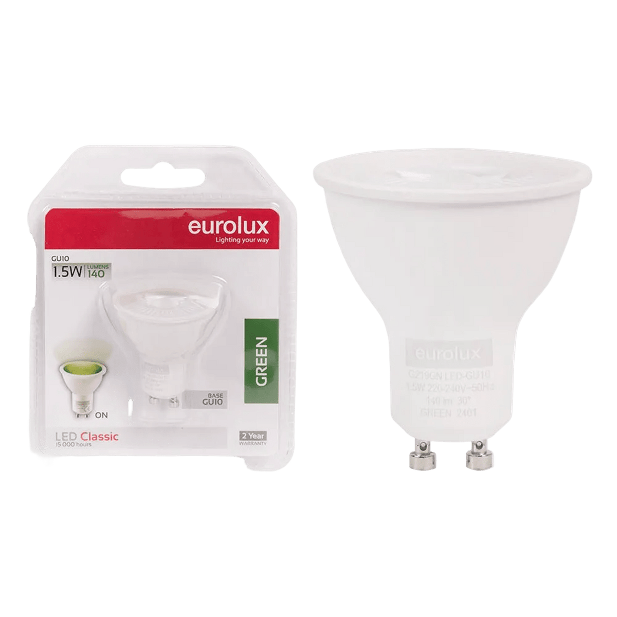 1.5W GU10 LED lamp green - transparent background, 1254 x 1254