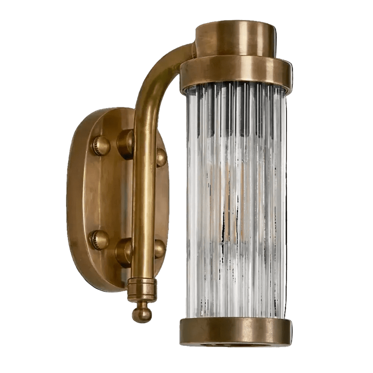 Antique brass acrylic tube wall light - transparent background, 1254 x 1254