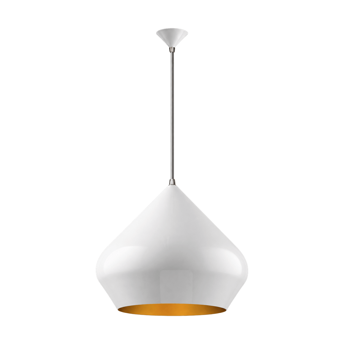 40W E27 Aladdin Metal Pendant, White & Gold on a transparent background