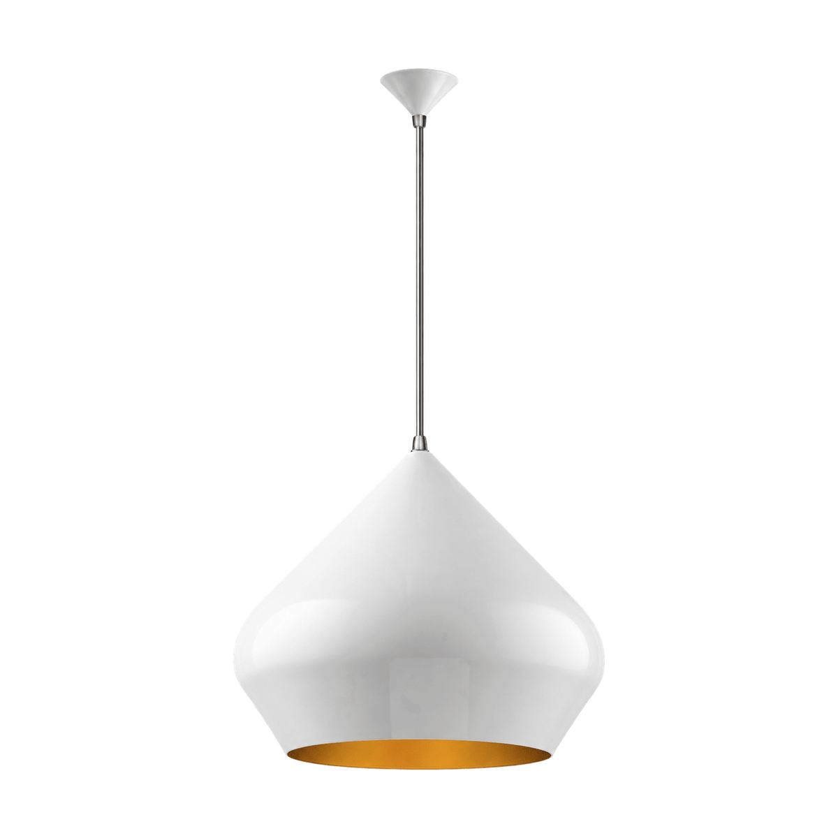 40W E27 Aladdin Metal Pendant, White & Gold on a white background