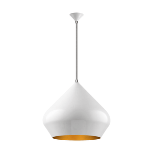 40W E27 Aladdin Metal Pendant, White & Gold on a white background