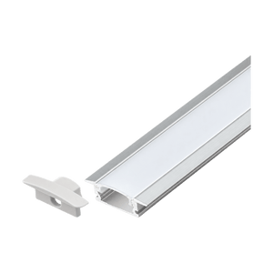 Silver Recessed Aluminium Profile with PC Cover, 3m on a transparent background