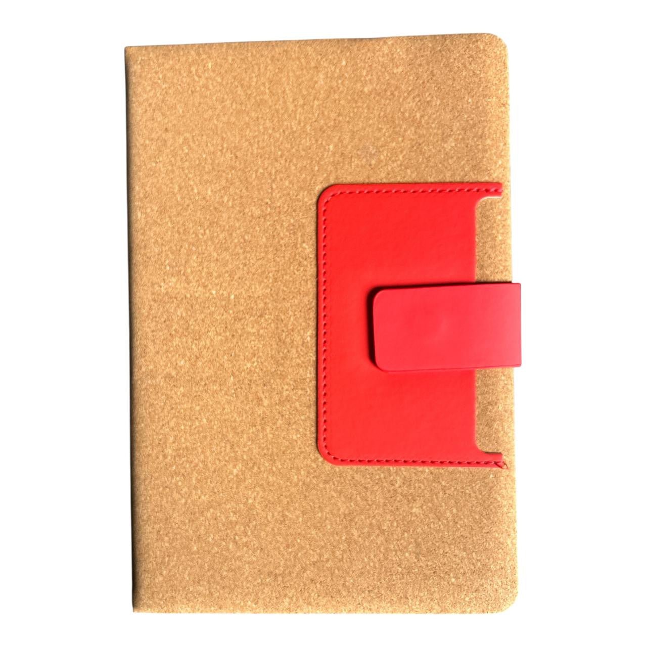Red Faux Cork Notebook with Magnetic Closure
