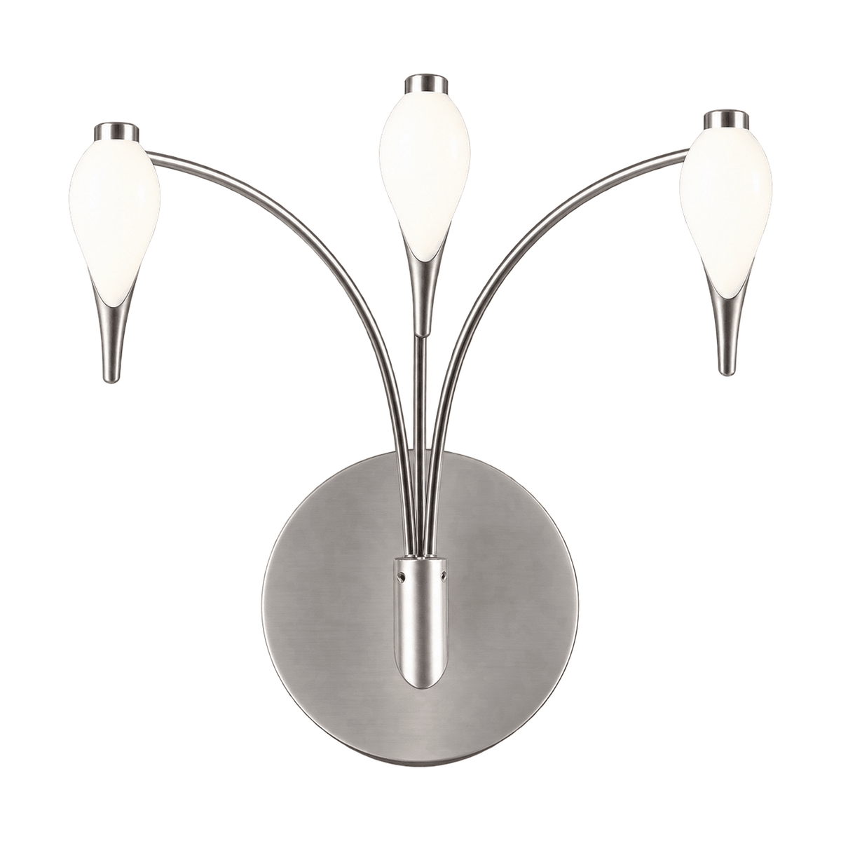 G4 Bi-Pin Small 3-Drop Glass Wall Light, Satin Chrome on a white background
