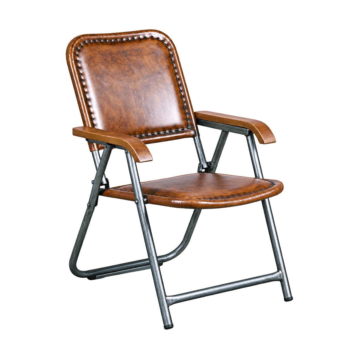 IronHide Origami Folding Leather Chair on a transparent background