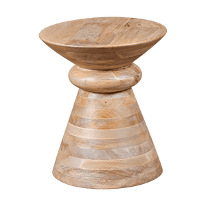 Hourglass Mango Wood Side Table on a transparent background