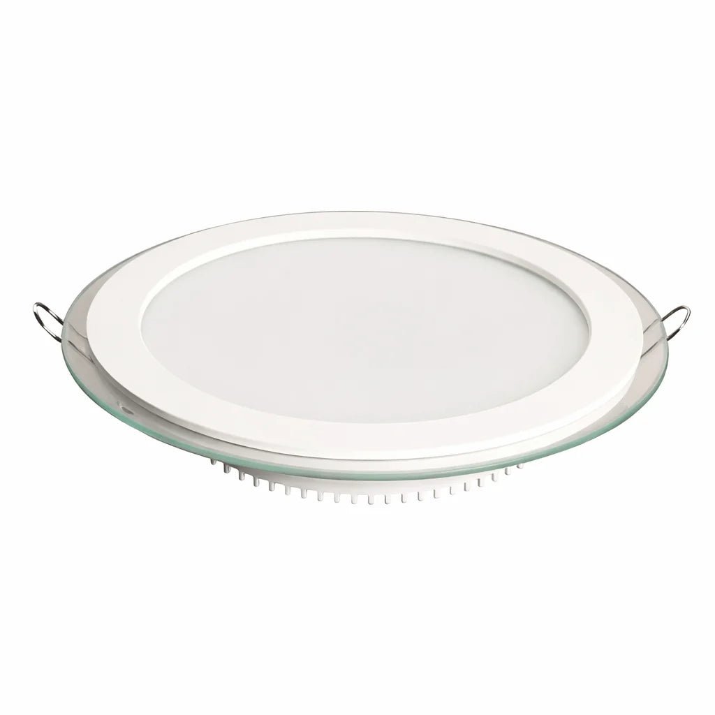 round white recessed LED downlight product cutout on a white background