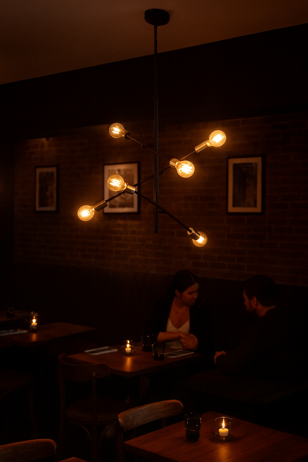 Black & Gold 6 Light Metal Pendant with Adjustable Arms