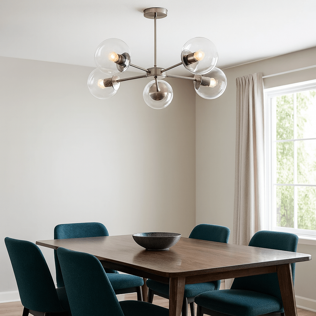 5 Light Satin Chrome Pendant