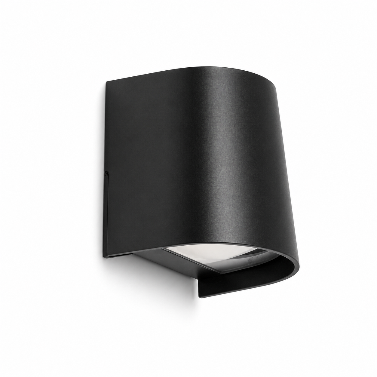 Varia Black Outdoor Wall Light showcasing a sleek, modern design with an up and down light pattern.