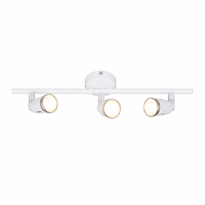 White three-light spotlight fixture on a white background