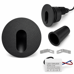 3W LED Round Recessed Step Light components including light fixture, housing, and LED driver.
