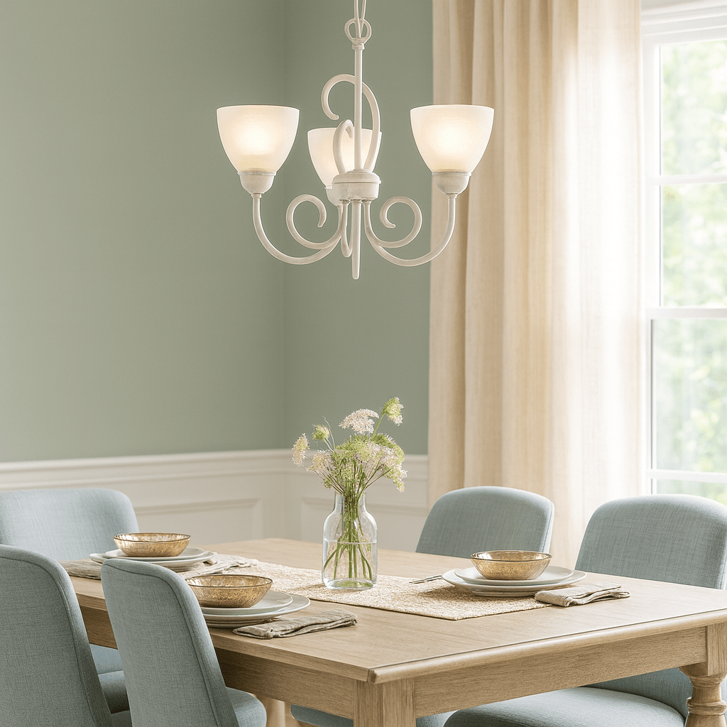 French White Chandelier - 3 Light