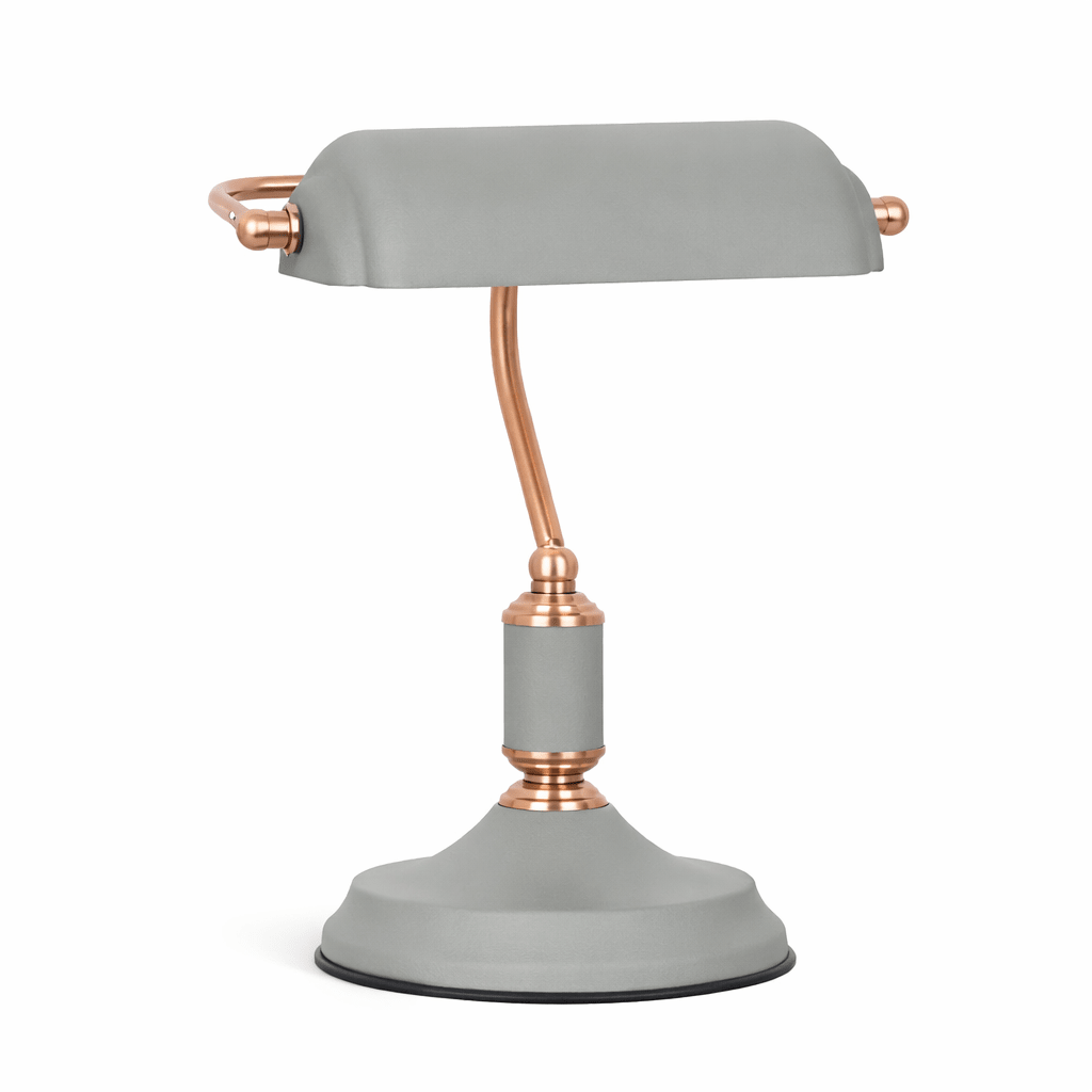 Bankers Table Lamp Grey & Copper