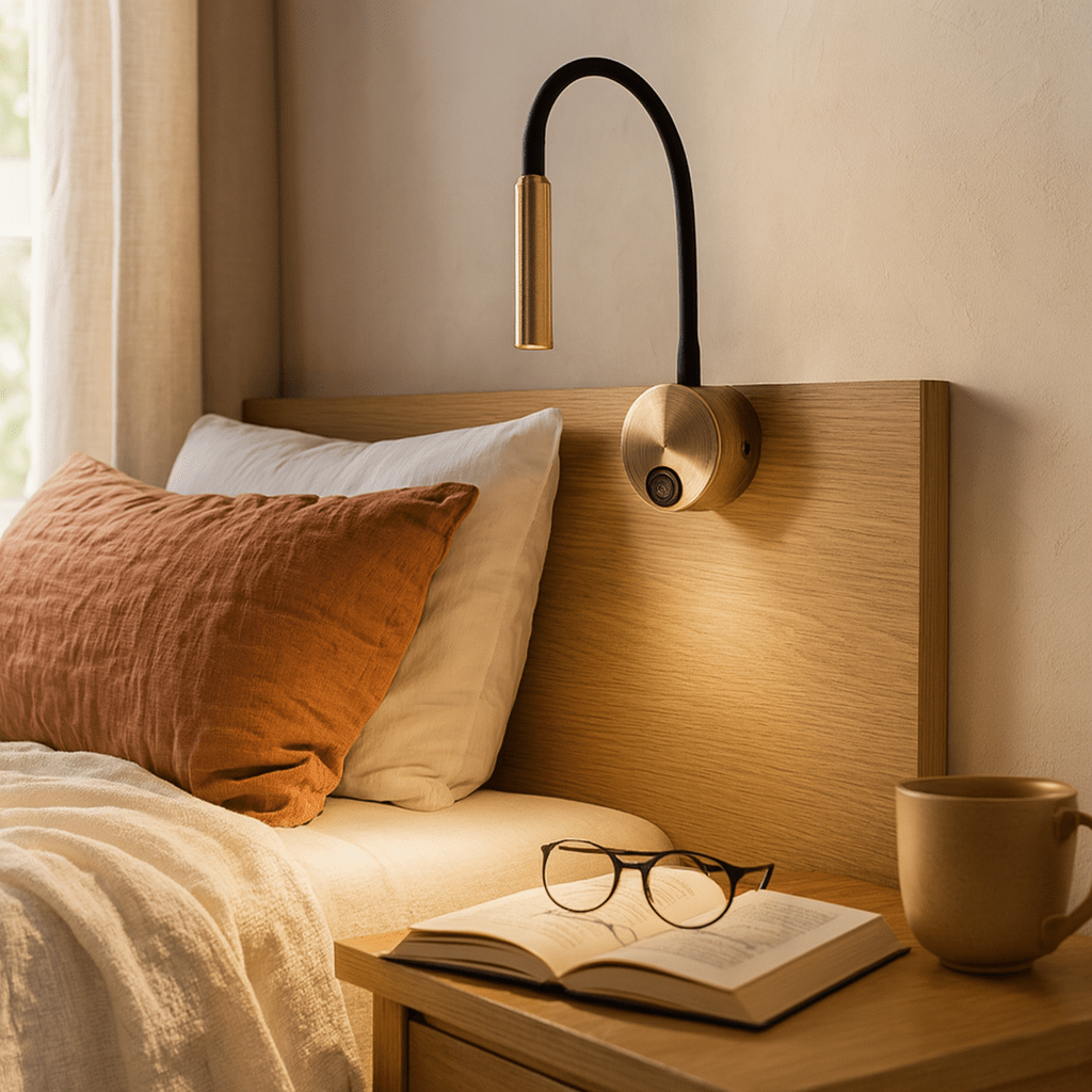 Brass & Black LED Reading Light - Flexible Arm (3W)