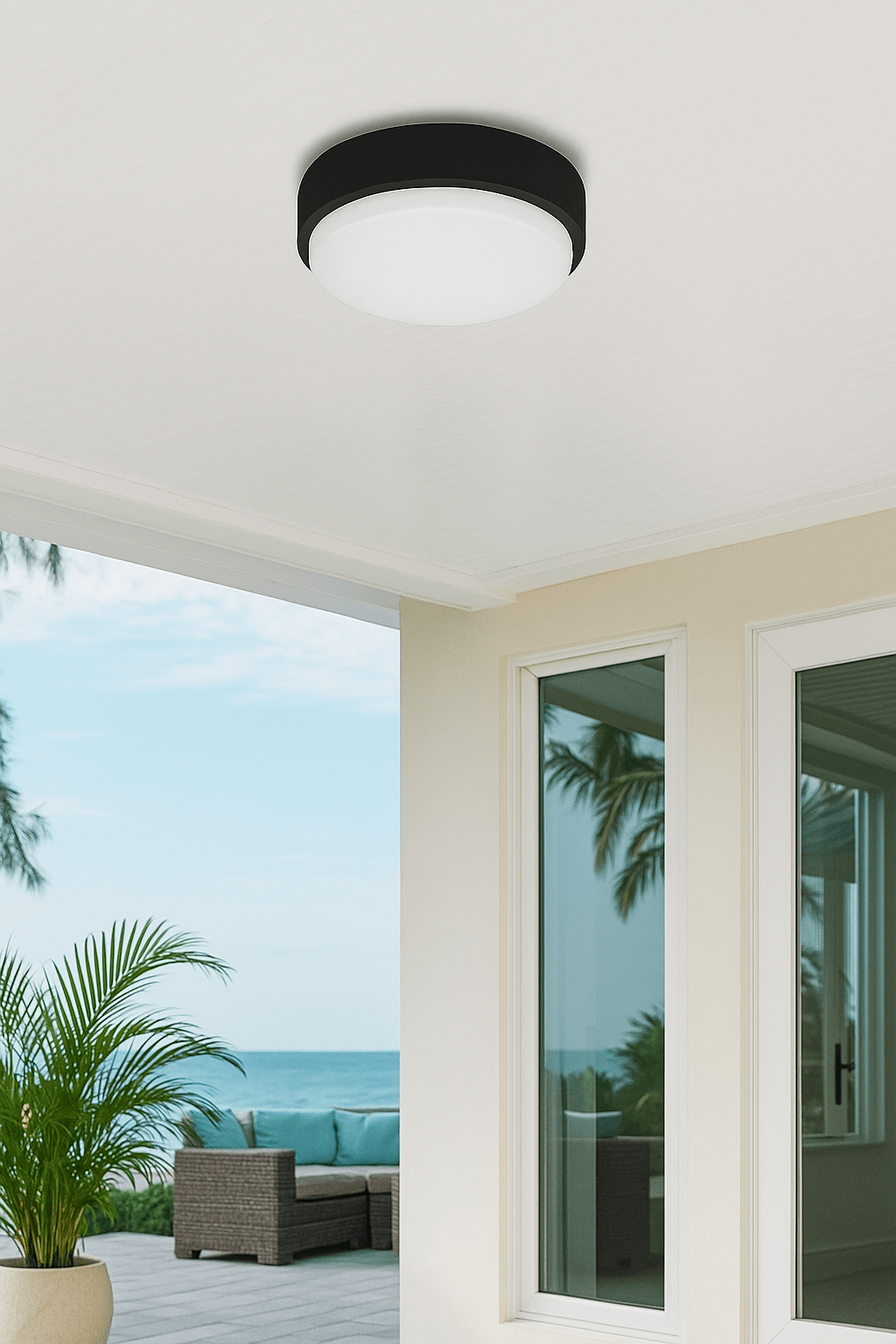 Flo Medium Matt Black LED Bulkhead - Coastal