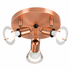 Copper ceiling light fixture with three bulbs on a white background