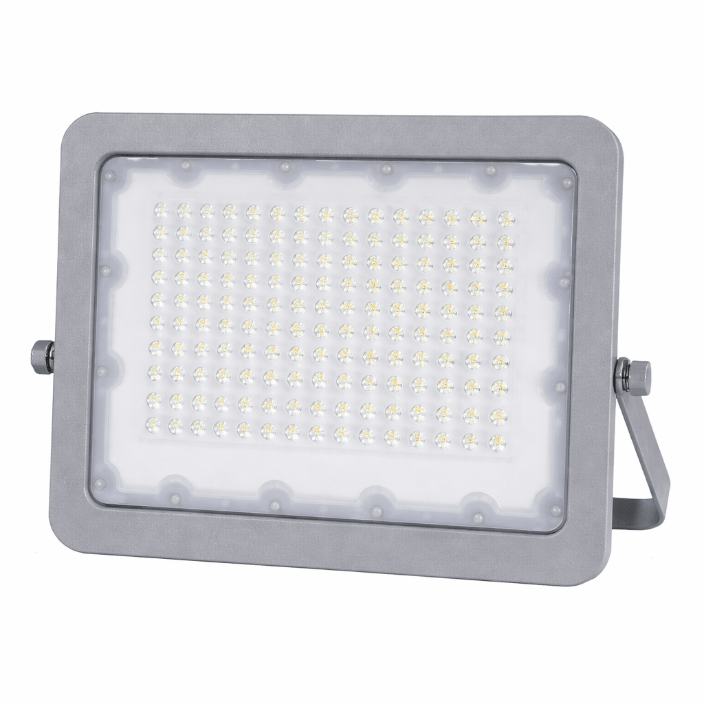 LED flood light with visible LED chips on a white background