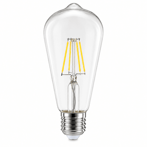 4W dimmable LED filament bulb with a clear glass exterior and visible yellow filaments.