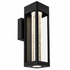 Black outdoor wall light fixture on a white background
