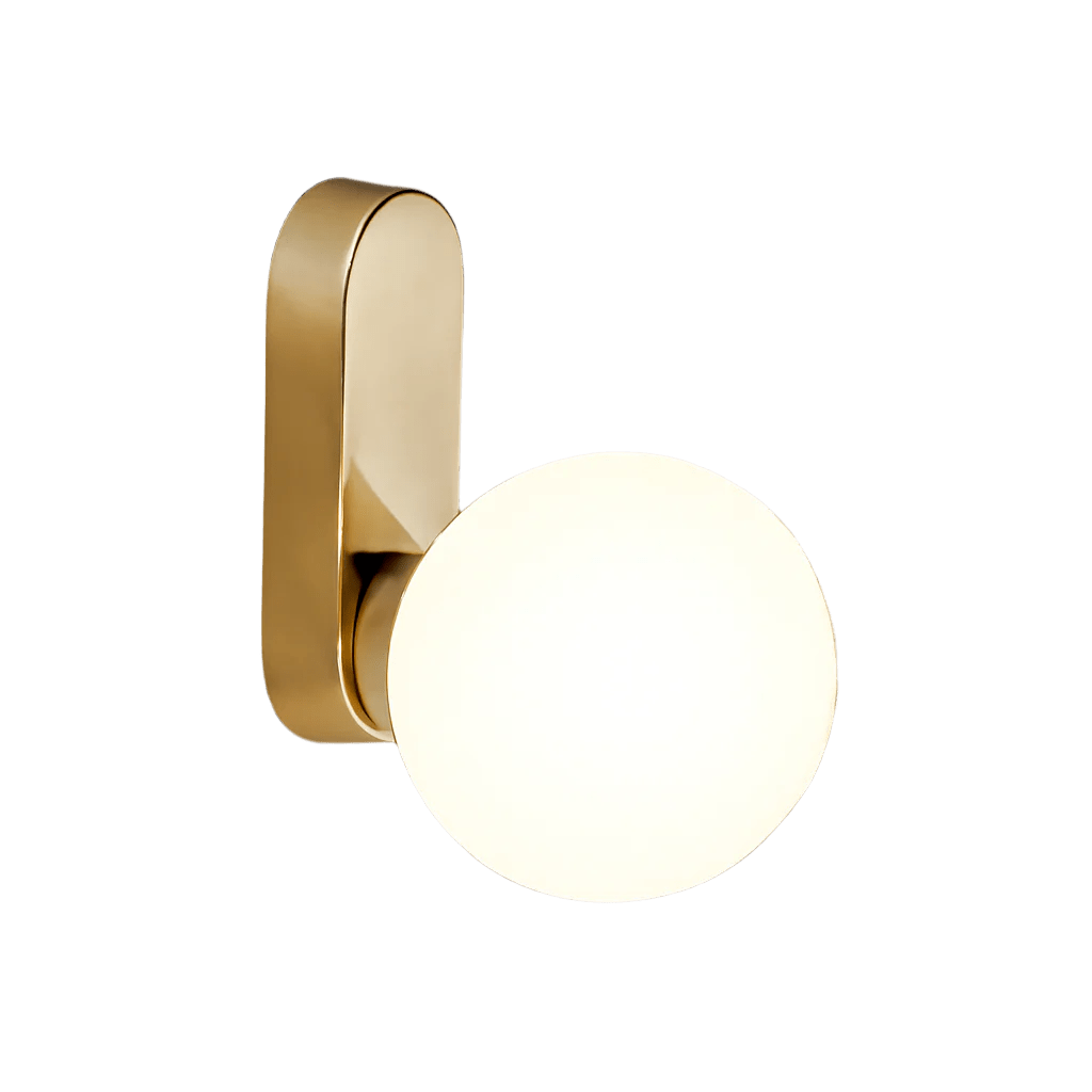 Spazio Gold LED Wall Light Opal Glass IP44