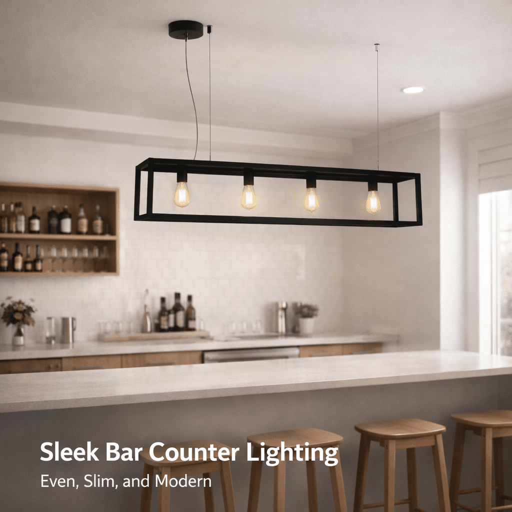 Modern kitchen with sleek bar counter lighting fixture