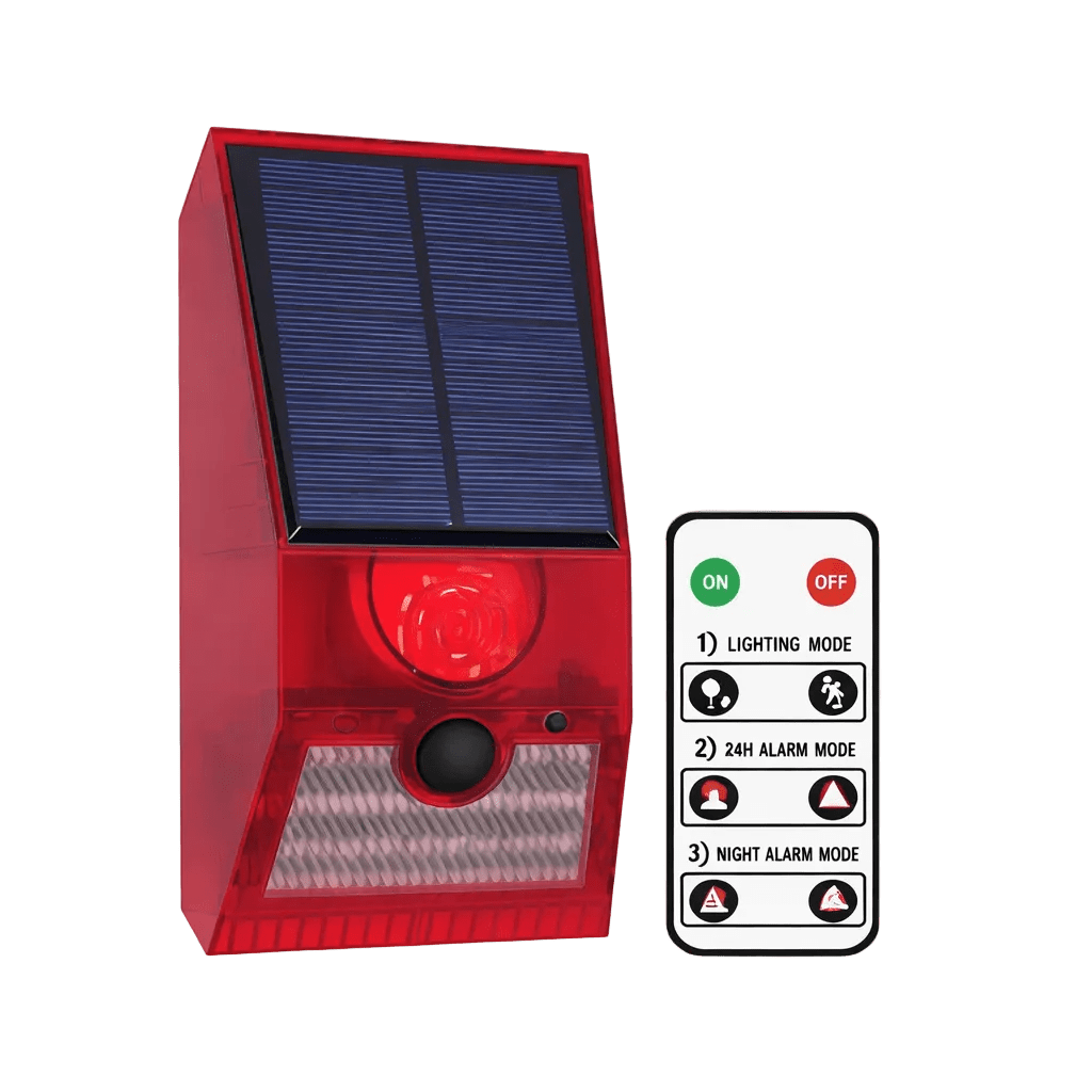 Solar Alarm with LED Light & 129dB Siren