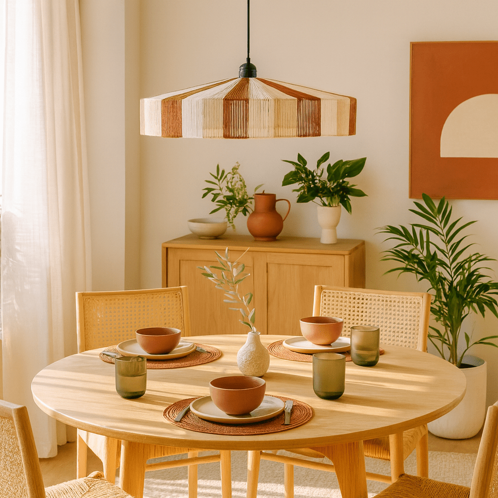 Natural Iron & Cotton Pendant Light