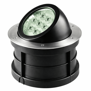 Black and silver outdoor light fixture on a white background