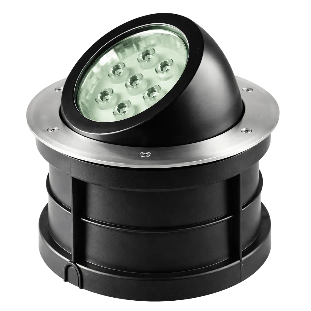 LED Ground Light - Angled 18 Watt Round (IP67) - Cool White (5000K)
