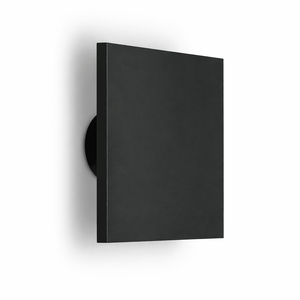 Modern black square backlit LED wall light designed for outdoor use.