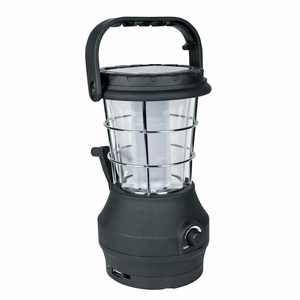Black camping lantern with clear glassç½© on a white background