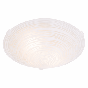 Round white ceiling light fixture on a white background