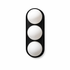 Black three-sphere wall light fixture on a white background