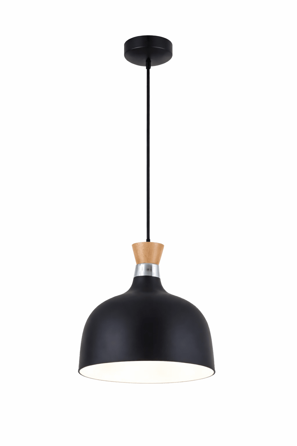 Black Metal and Wood Pendant PEN559