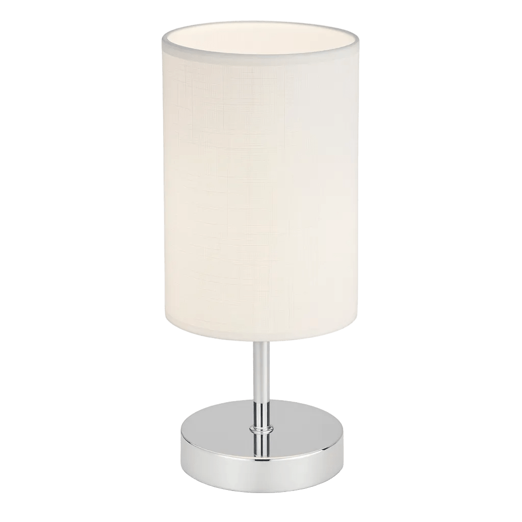 Polished Chrome Table Lamp - White Fabric Shade