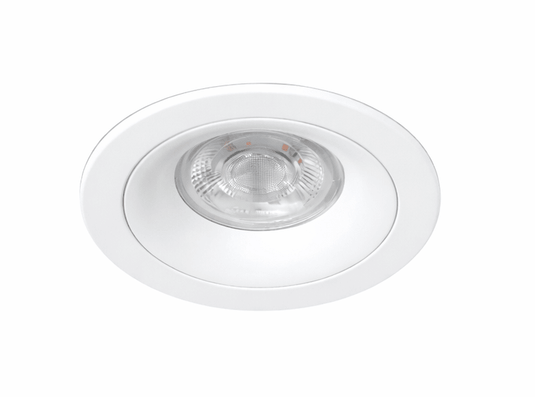 White recessed ceiling light on a white background