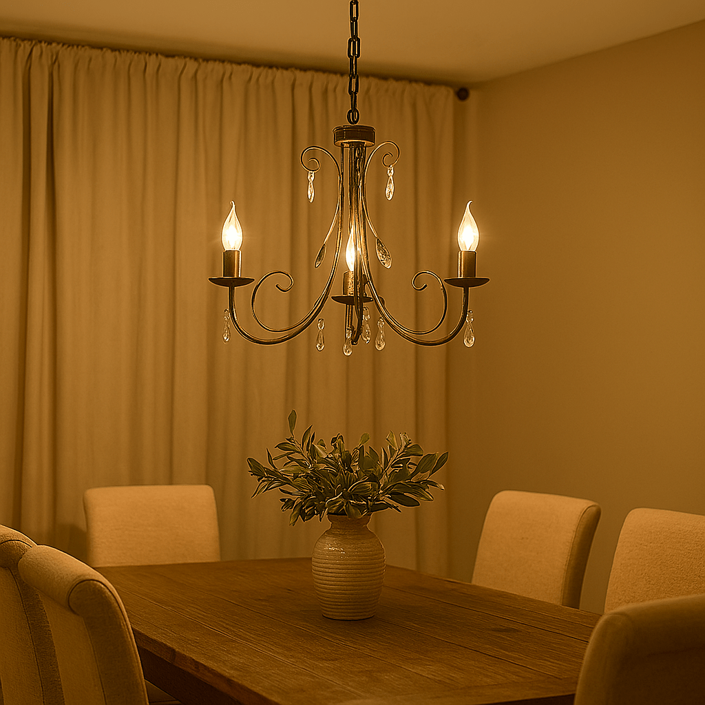 Black Metal Chandelier - Acrylic Crystals