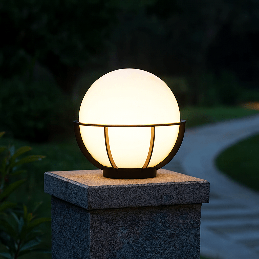 White and Black Outdoor Post Light