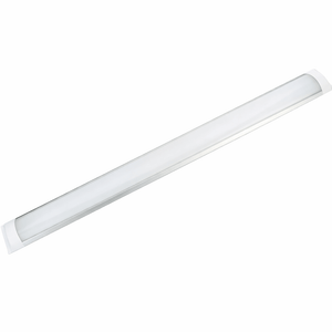 Rectangular white light fixture on a white background