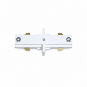 White 3-wire track straight I-connector for seamless lighting installation.