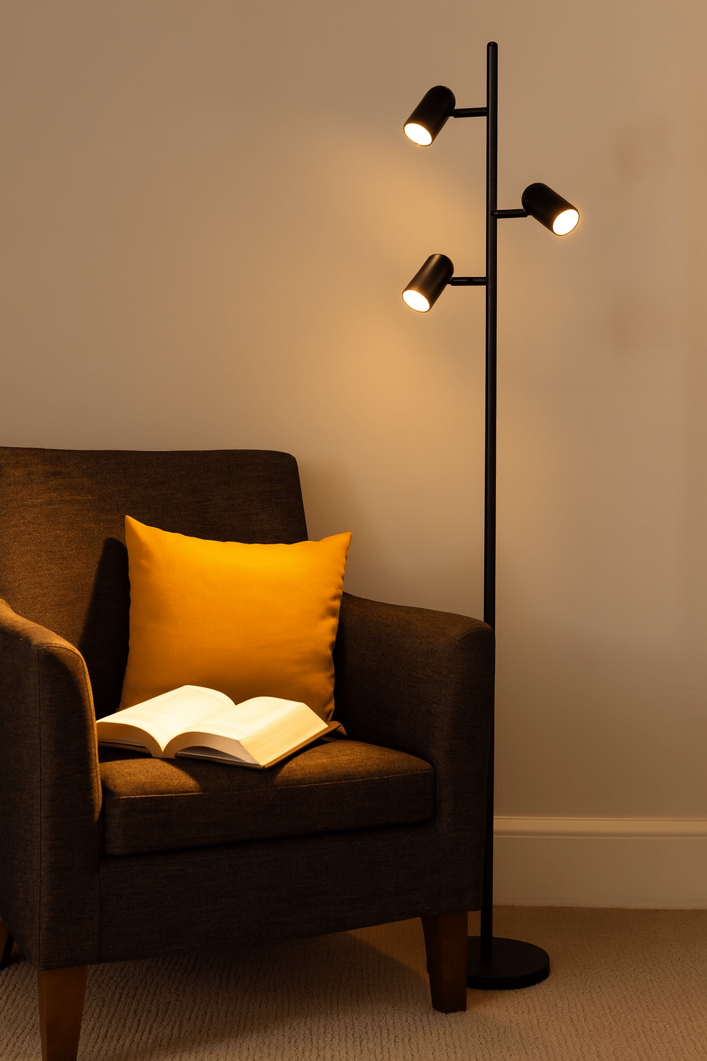 3 Light Black Metal Floor Lamp