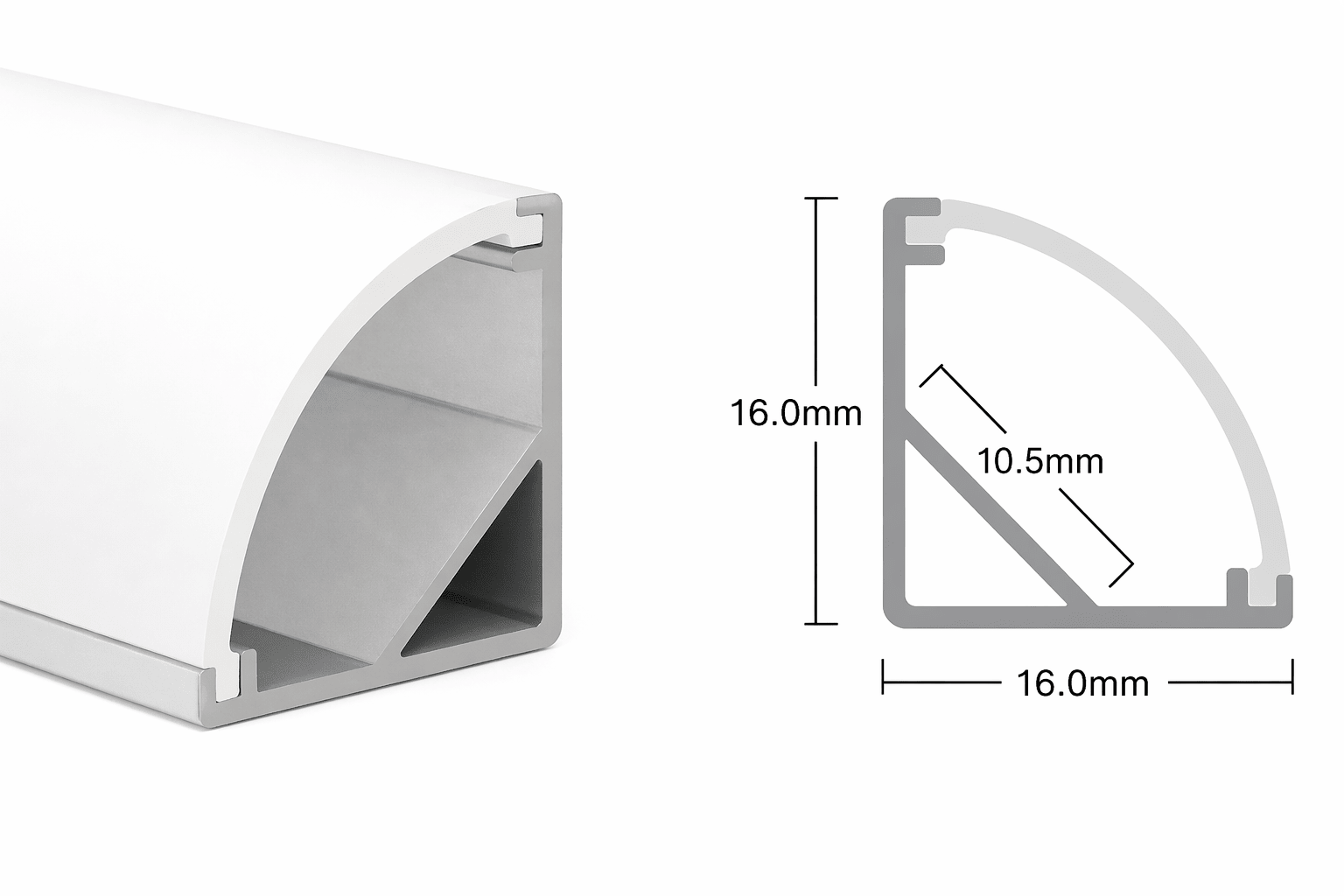 LED Extrusion with Frosted Cover - Corner A13 Profile Complete (2m)