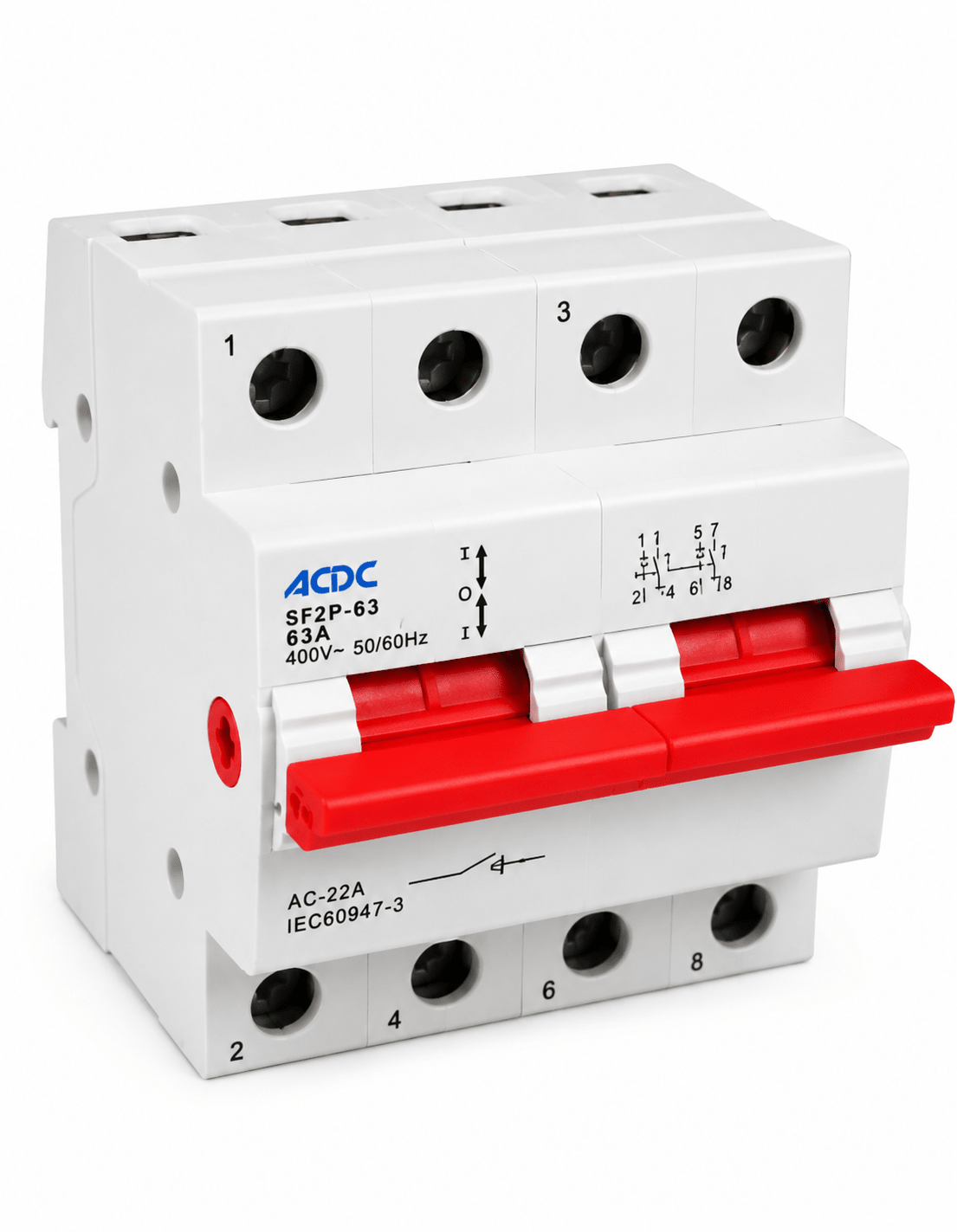 2-pole 63A DIN Changeover Switch