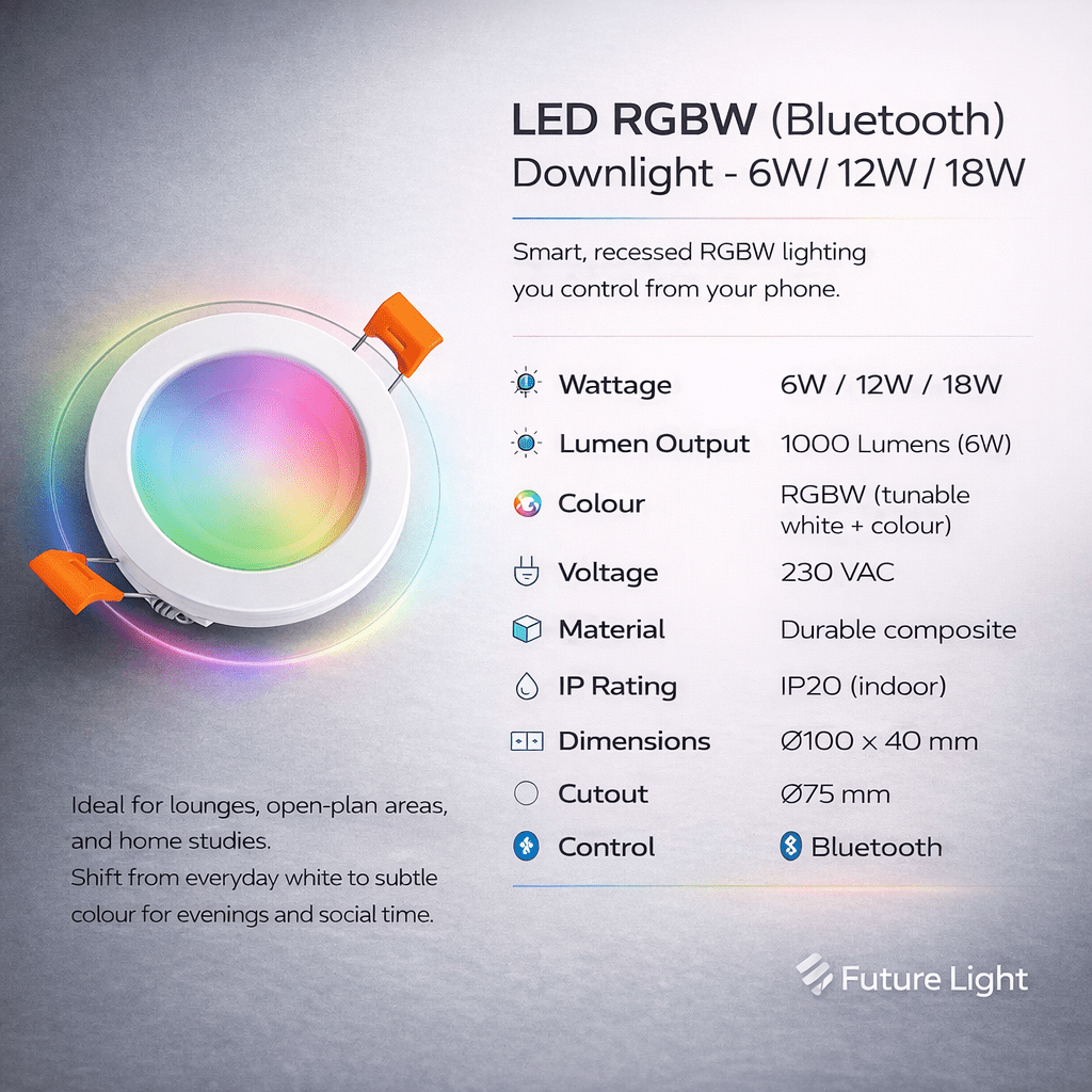 LED RGBW (Bluetooth) Downlight - 6W / 12W / 18W