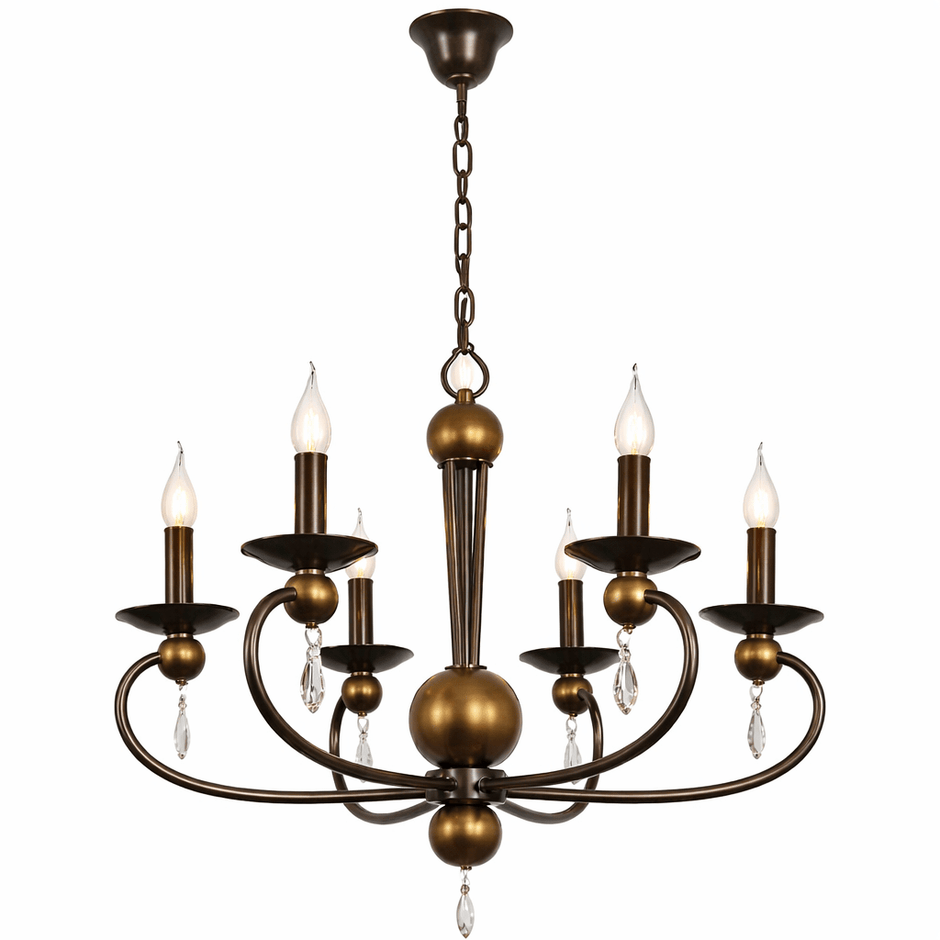 6 Light Black & Gold Chandelier