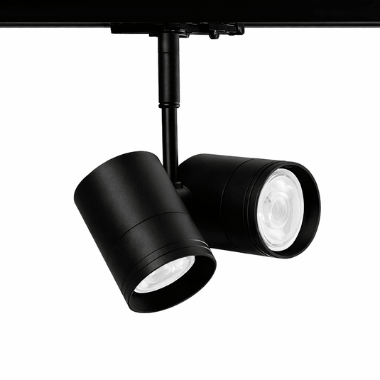 Black track lights on a white background
